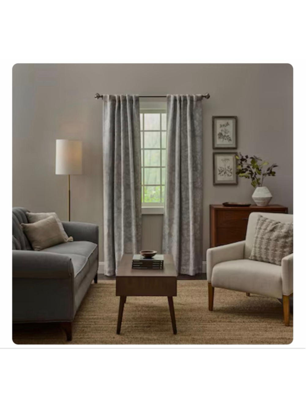NEW allen + roth 40x84” Warm Gray Floral Room darkening Interlined Back 1 Panel